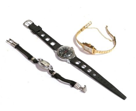 A 1920s/30s Tudor wristwatch; an Oris gold plated wristwatch; and a Timex mercury wristwatch 