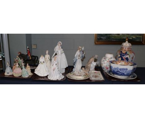 A group of 20th century ceramics including: Nao nativity figures; Nao brides; Coalport ladies; Country Artists model of Queen