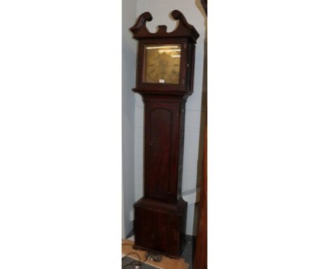 ~ A painted pine thirty hour longcase clock, signed Thos Morpeth, Hexham, circa 1785, square brass dial inscribed Robt &amp; 