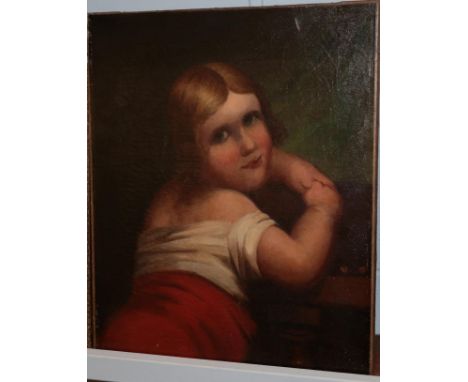 Follower of CS Lidderdale (19th century), portrait of a young girl, 3/4 length oil on canvas, 52.5cm by 43cm