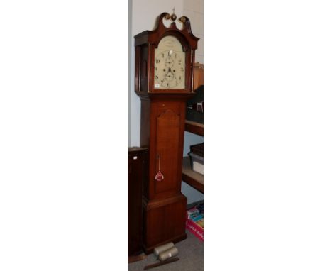 A Scottish oak eight-day longcase clock, arch painted dial, signed ANDw Ritchie Forfar, early 19th century 