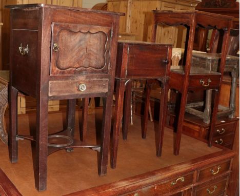 A 19th century mahogany pot cupboard with shelf stretcher, 44cm by 42cm by 82cm high; together with a smaller example of simi