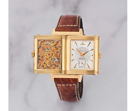 Jaeger-LeCoultre. Montre bracelet en or rose 18K (750) rectangulaire réversible mouvement mécaniqueJaeger-LeCoultre. An 18K r