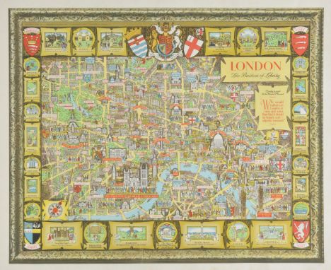 London. Lee (Kerry), London. The Bastion of Liberty, circa 1951, chromolithographic pictorial map of London, very slight marg