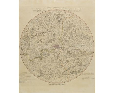 London. Faden (William), A topographical map of the country twenty miles round London planned from a scale of two miles to an