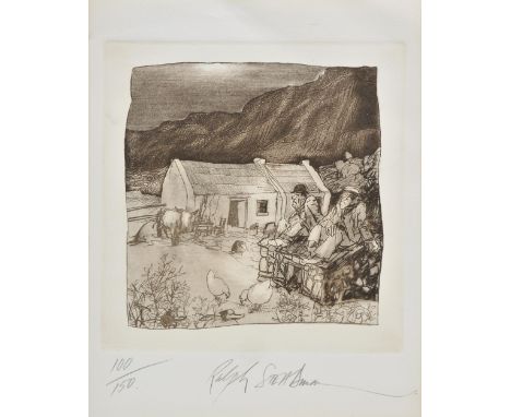 *Steadman (Ralph, 1936-). Two men sitting on a chicken coop, etching, boldly signed by artist in pencil below image, limited 