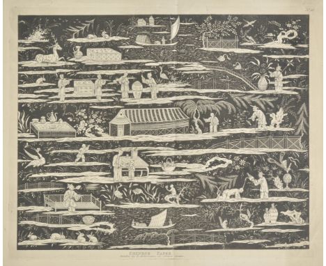 *Ackermann (Rudolph, publisher). Chinese paper [and] Animal paper, 1807, pair of monotone etched designs (possibly for wallpa