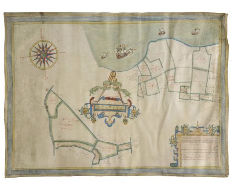 Isle of Thanet. Boycot (Gulielmus) Untitled estate plan, circa 1650, pencil and watercolour on vellum, large mileage scale to