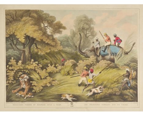 *Orme (Edward, publisher). Shooters coming by surprise upon a tiger, Driving a tiger out of a jungle, Hog-Hunters meeting by 