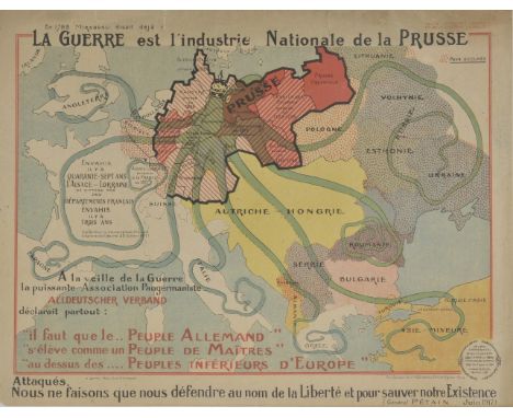 Propaganda maps. La Guerre est L'Industrie Nationale de la Prusse/ Le Rˆve Allemand, published P.J. Gallais, Paris, 1918,  Fr