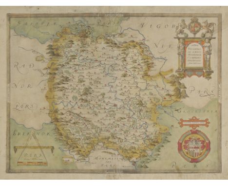 Herefordshire. Saxton (Christopher), Frugiferi ac Ameni Herefordiae comitatus delineatio, [1579], engraved map by Remigius Ho