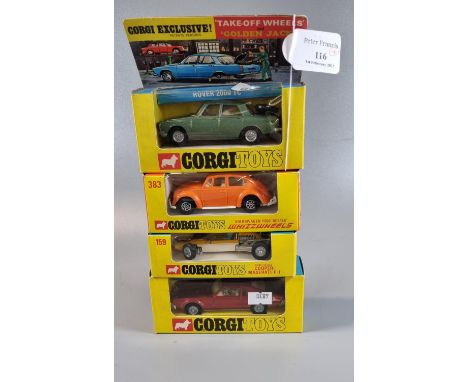 Three Corgi toys diecast model vehicles in original boxes to include: 159 Cooper-Maserati F/1, 276 Oldsmobile Toronado, and 2