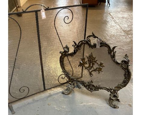 Rococo style and mesh firescreen decorated with cherubs, together with another metal and mesh firescreen. (B.P. 21% + VAT) 