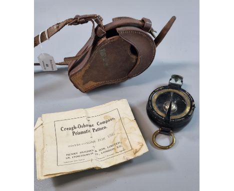 Creagh-Osborne prismatic military marching compass in original leather case.  Together with instructions for use.  (B.P. 21% 