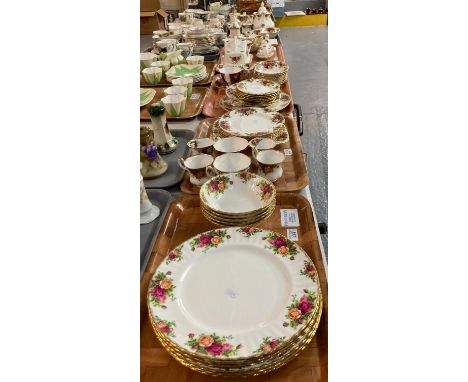 Six trays of mainly Royal Albert bone china 'Old Country Roses' design teaware and other items to include: cups and saucers, 