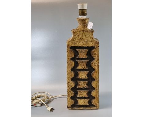 Troika style pottery tapering table lamp with abstract design.  52cm high approx.  (B.P. 21% + VAT) 