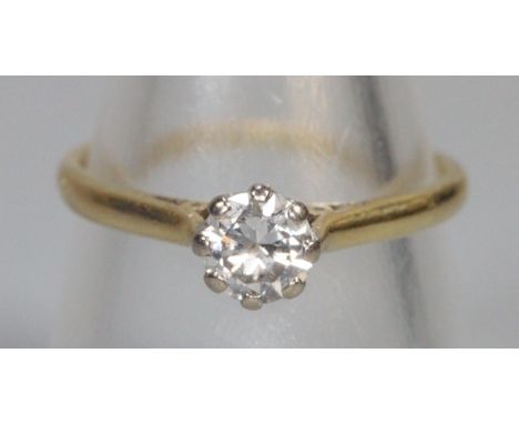 18ct gold diamond solitaire ring.  Size R.  2.5g approx.  (B.P. 21% + VAT) 