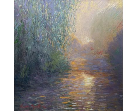 John Myatt (British 1945-) after Claude Monet (French 1840-1926): 'Morning on the Seine II', gicl�e print on canvas hand embe