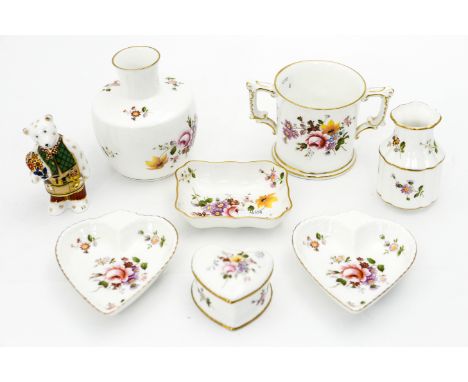 A quantity of assorted Royal Crown Derby to include a Bear figure and seven pieces of Derby posies, comprising a two handled 