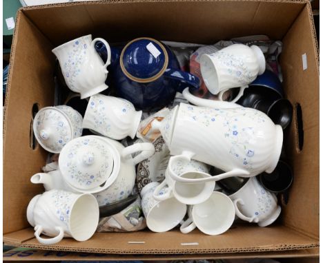 A tea service and coffee and teapot 'Petite Fleur' designed by Jane Smith, bone china and a three part teaset and Prinknash v