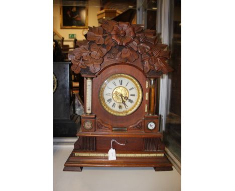 An unusual 'Jack of all trades' large mantle clock, made by the British United Clock Company Ltd, Birmingham, London England,