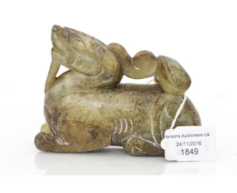A carved jade seated Dog of Foe / Dragon