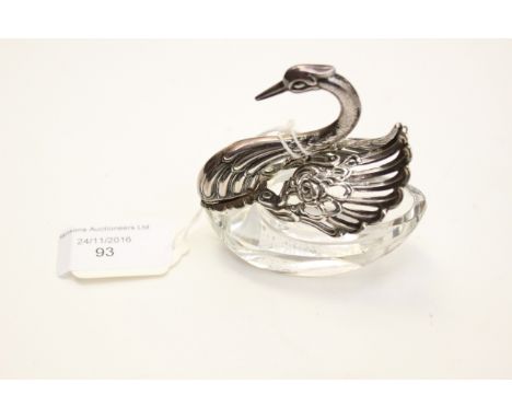 A silver mounted swan trinket