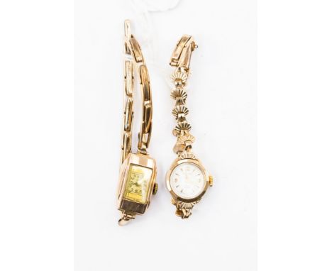 Two 9ct gold cased lady's wristwatches, one 'Rotary' (2) 