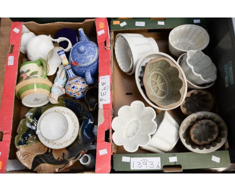 A collection of ceramic jelly moulds; together with various other ceramics, including Losol ware jug, Royal Worcester, etc (t