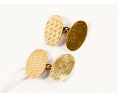 A pair of 9ct gold cufflinks with engine turned design, gross weight approx 3.8 grams 
