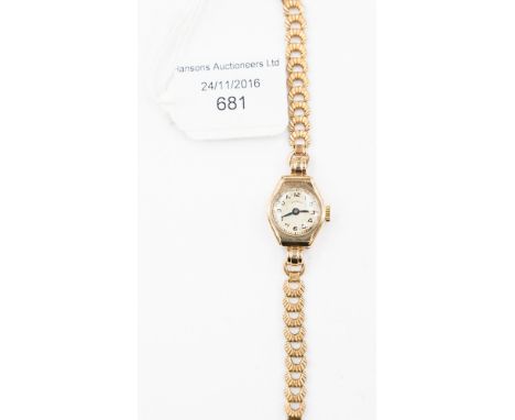 A ladies Rotary, nine carat gold, cased cocktail watch, with replaced bracelet