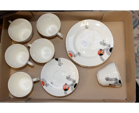 An Art Deco Midwinter tea set for six, including cups, saucers and plates (17)