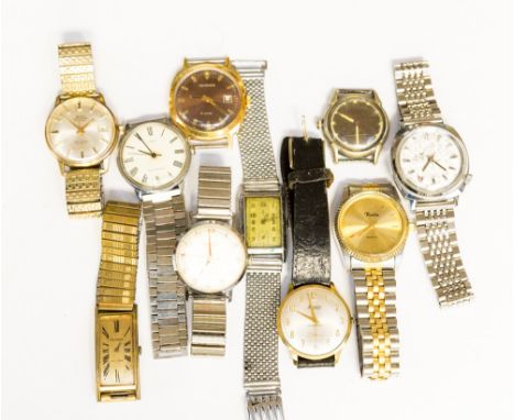 Ten various gentlemen's bracelet and other side wind vintage watches, including Airman 