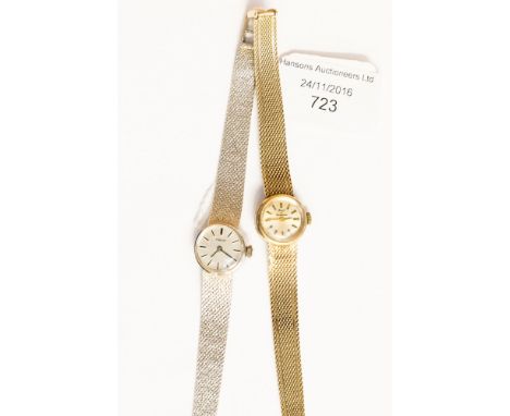 A ladies 9ct gold bracelet watch 'Montine', side wind and a ladies 9ct white gold bracelet watch Tissot (2) gross weight 36.8