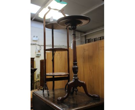 A Tripod wine table and a folding cake stand, (2)