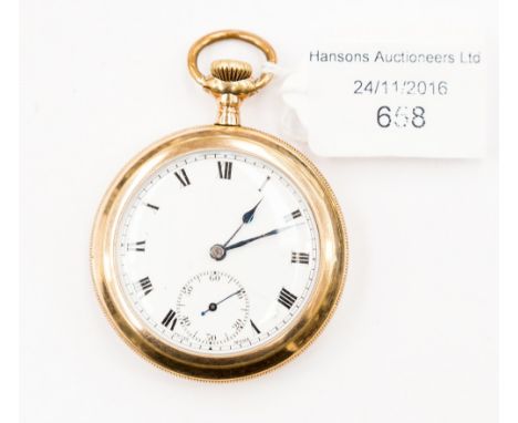 A Rolex gold plated pocket watch, crown winding lever movement, white enamelled dial, unmarked dial, the movement marked 'Rol