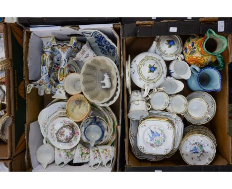 A Tuscan china teaset, floral pattern; Royal Worcester basket weave vase G857; bowl painted with flowers G44I; Royal Doulton 