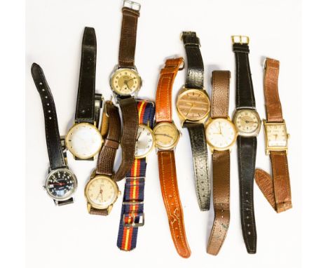 A vintage Timex, Enicar Doxa, etc wristwatches (10) 