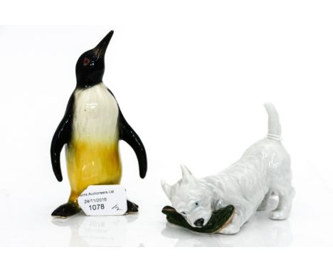 A Royal Copenhagen 'Westie' and Goebel Penguin (2)