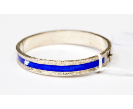 A Siam silver and enamelled bangle 