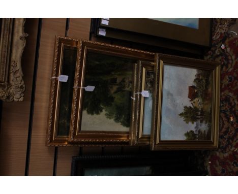 Van Lopik, three pastoral oil paintings and two 19th Century furnishing oil paintings (5)