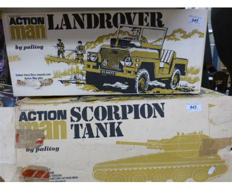 Two Action Man vehicles, a Scorpion tank and a Land Rover, both in original boxes