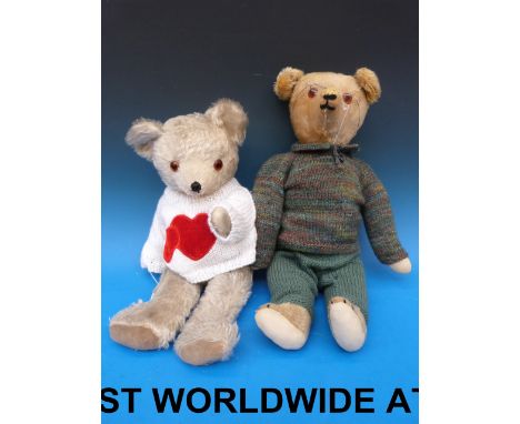 Two probably Steiff mohair bears both with articulated limbs and shaved mohair snouts (54 and 48cm tall)