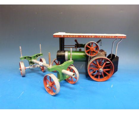 A Mamod TE1A live steam traction engine together with a log wagon 