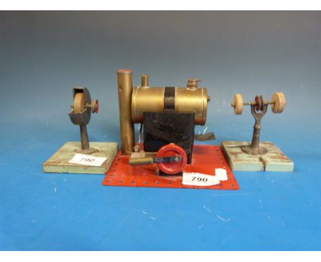 Bowman 180 stationary steam engine together with a German grindstone and polisher