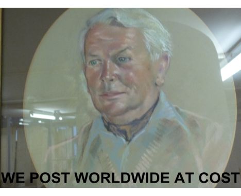 Oval pastel portrait of a gentleman possibly named Lloyd Howell of Wanborough House, Swindon,  label verso for A E Tunley (ma