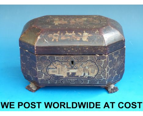 A Chinese lacquered tea caddy 