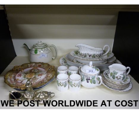 A quantity of Royal Worcester Lavinia pattern dinner and coffee ware together with a pair of 18thC Chinese export ware plates
