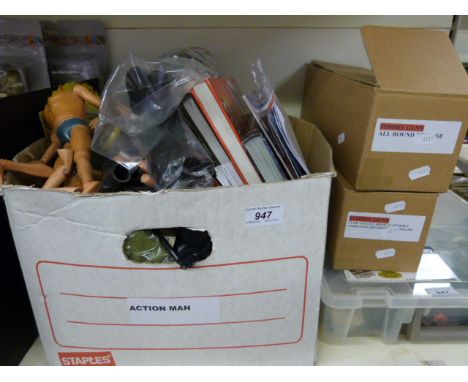 A large collection of Action Man accessories and books including two Tommy Gun sets
Images taken