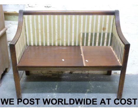 An Edwardian upholstered sofa (length 92cm), drop leaf table and an ashtray